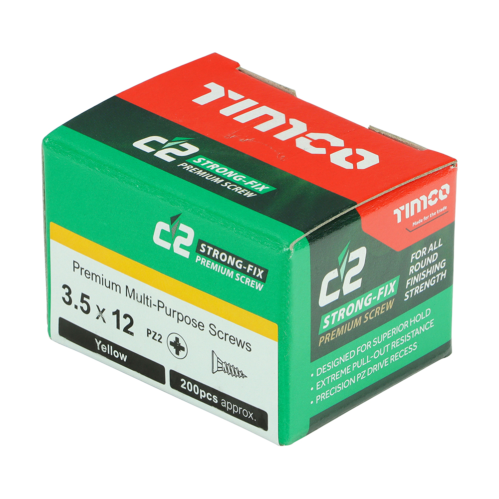 Timco C2 Strong-Fix PZ CSK ZYP 3.5 x 12mm Box 200