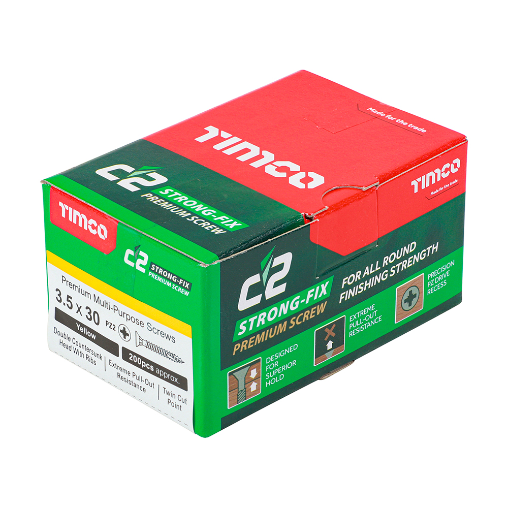 Timco C2 Strong-Fix PZ CSK ZYP 3.5 x 30mm Box 200