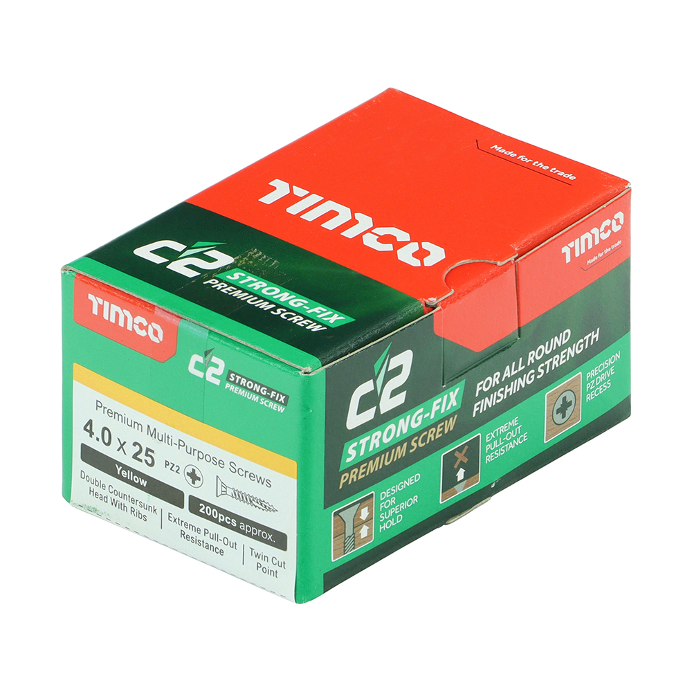 Timco C2 Strong-Fix PZ CSK ZYP 4.0 x 25mm Box 200