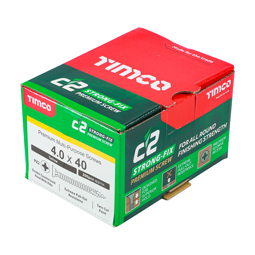 Timco C2 Strong-Fix PZ CSK ZYP 4.0 x 40mm Box 200