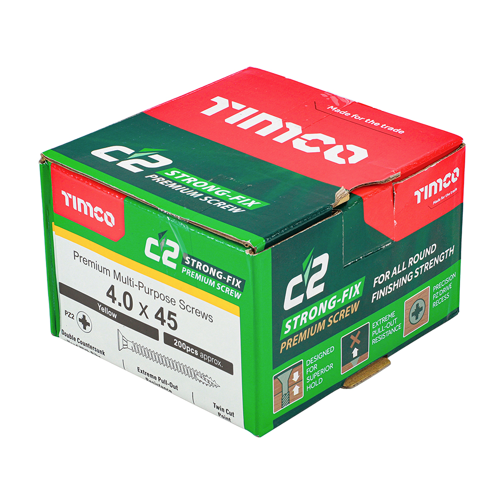 Timco C2 Strong-Fix PZ CSK ZYP 4.0 x 45mm Box 200