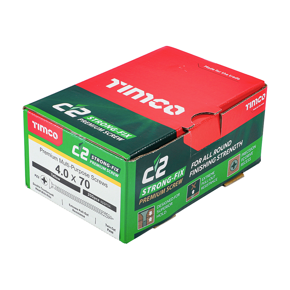 Timco C2 Strong-Fix PZ CSK ZYP 4.0 x 70mm Box 200