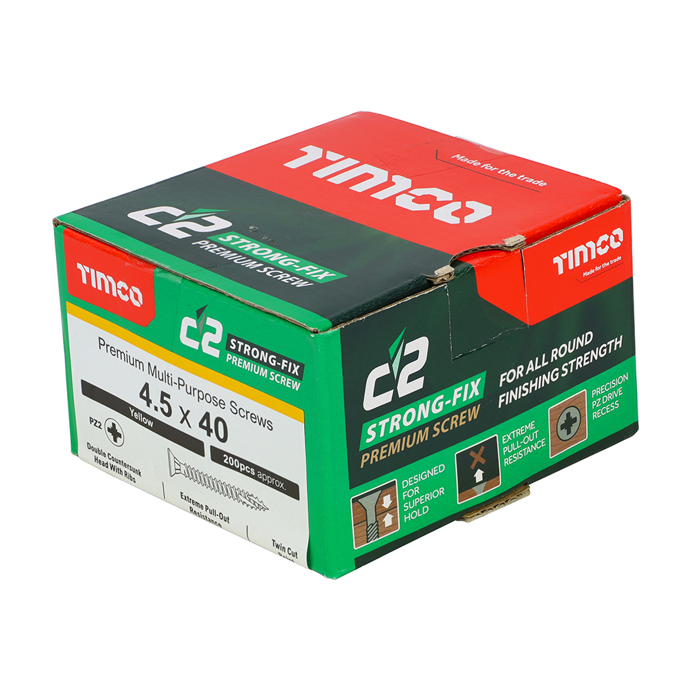 Timco C2 Strong-Fix PZ CSK ZYP 4.5 x 30mm Box 200