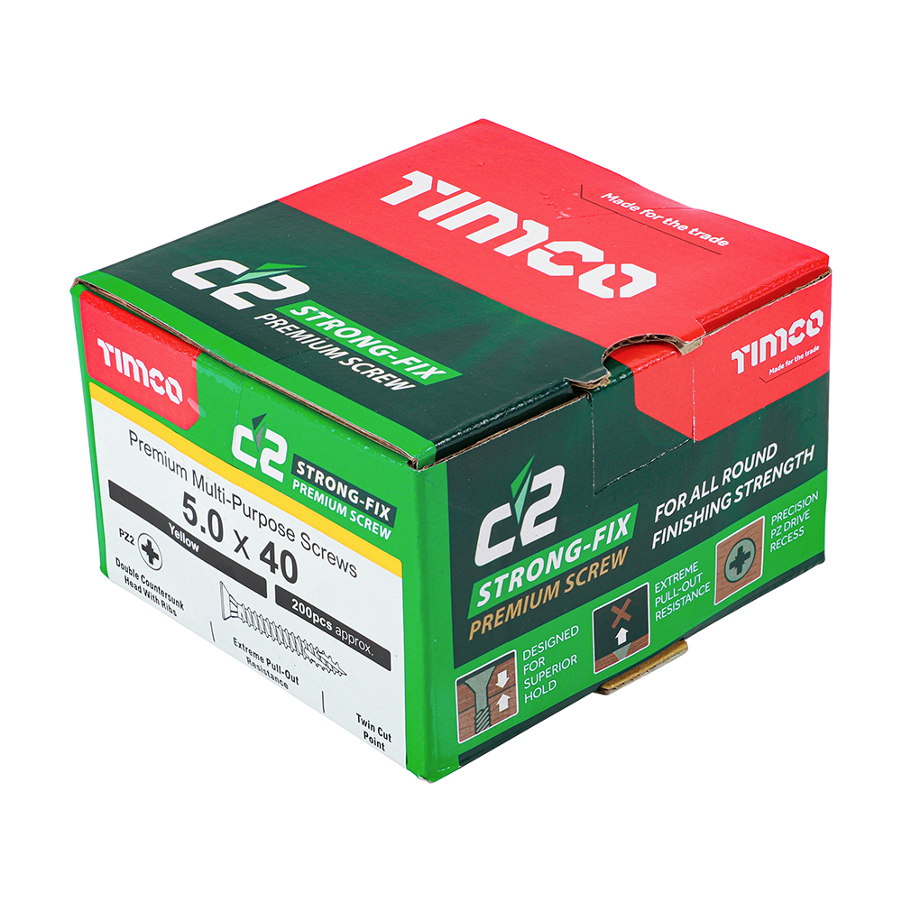 Timco C2 Strong-Fix PZ CSK ZYP 5.0 x 40mm Box 200