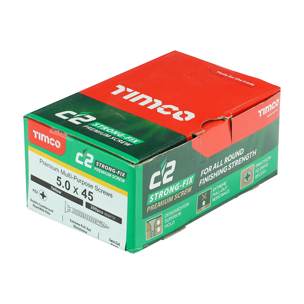 Timco C2 Strong-Fix PZ CSK ZYP 5.0 x 45mm Box 200