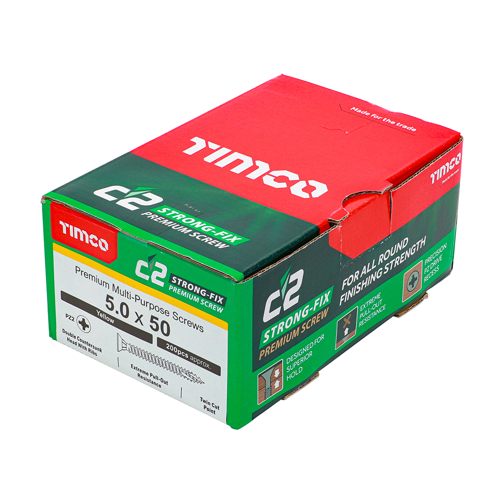 Timco C2 Strong-Fix PZ CSK ZYP 5.0 x 50mm Box 200
