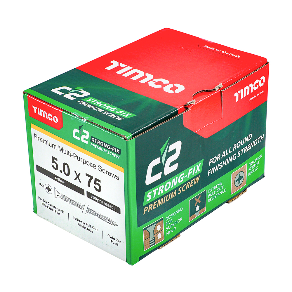 Timco C2 Strong-Fix PZ CSK ZYP 5.0 x 75mm Box 200