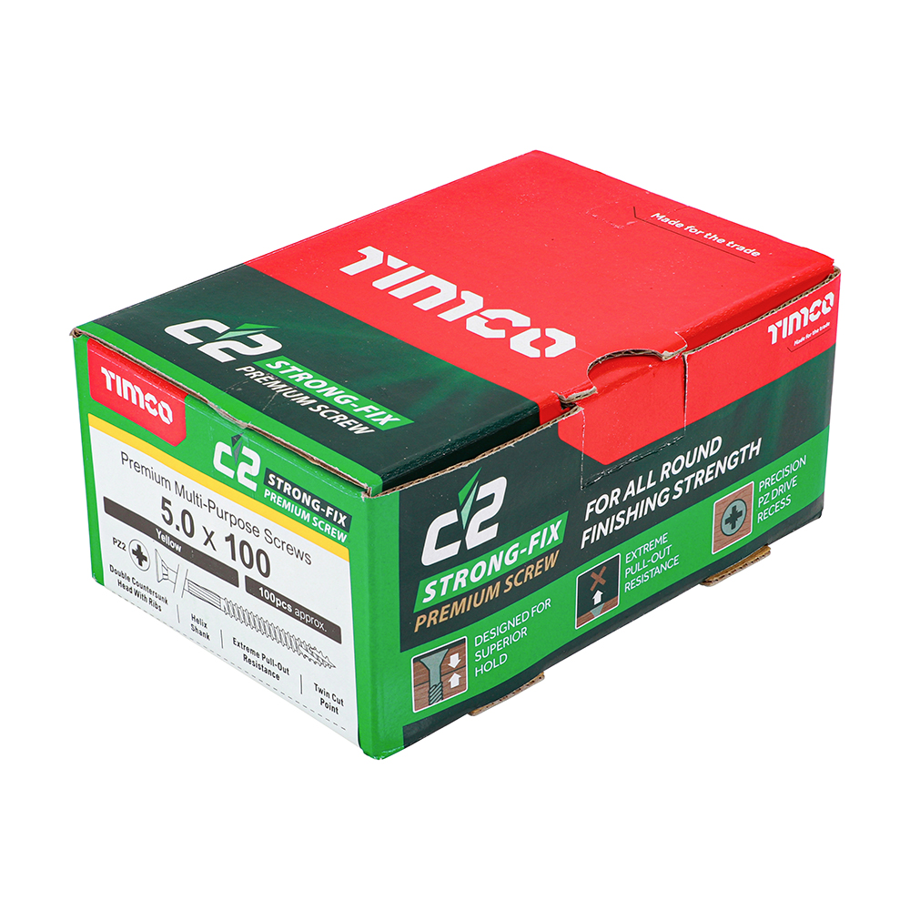 Timco C2 Strong-Fix PZ CSK ZYP 5.0 x 100mm Box 100