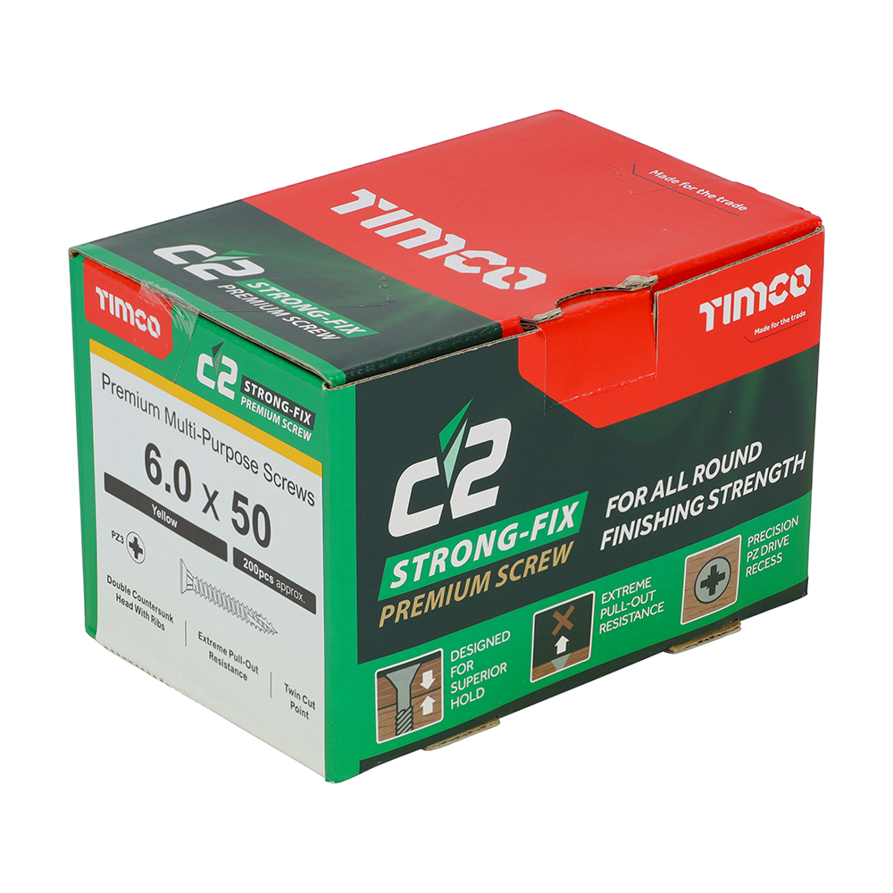 Timco C2 Strong-Fix PZ CSK ZYP 6.0 x 50mm Box 200