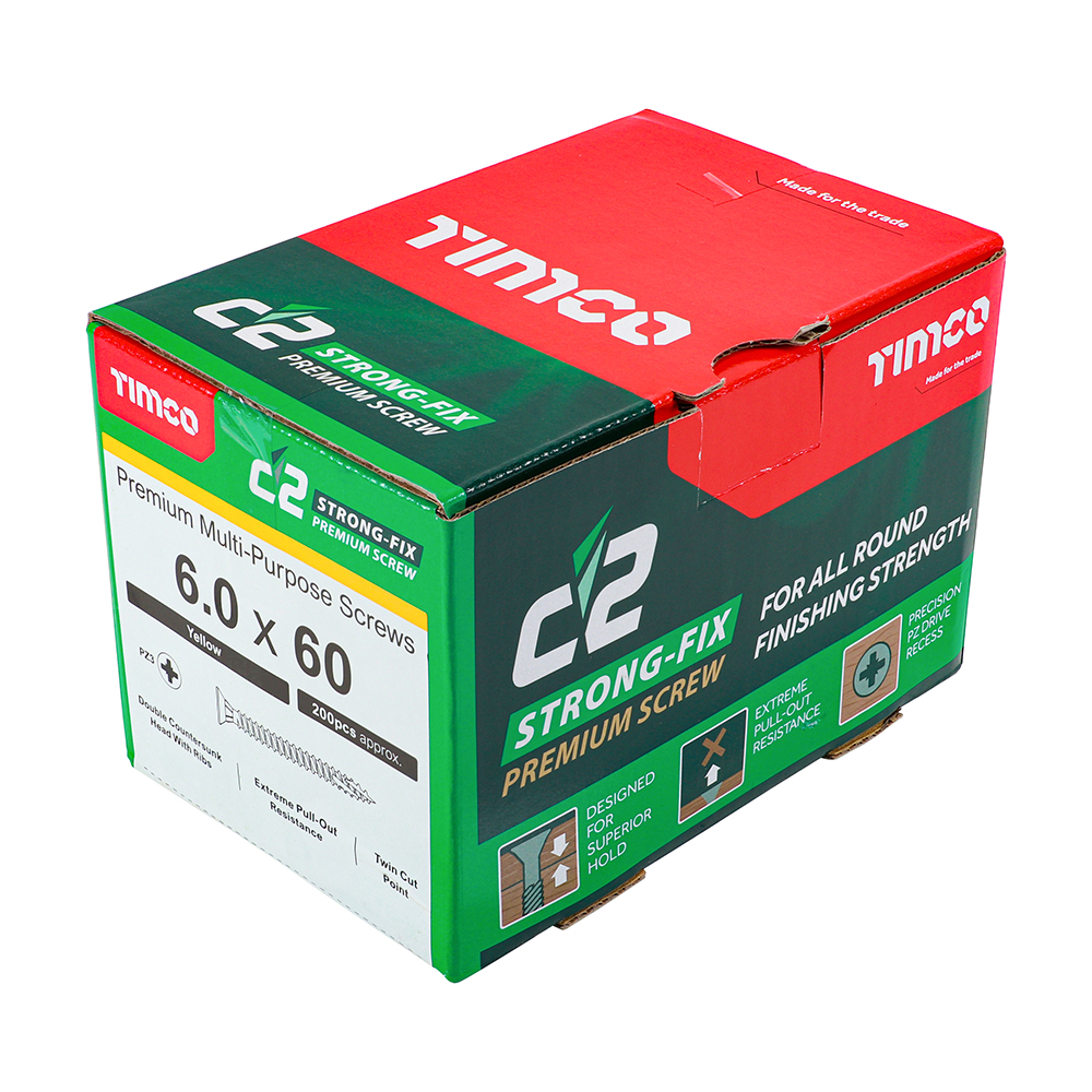 Timco C2 Strong-Fix PZ CSK ZYP 6.0 x 60mm Box 200
