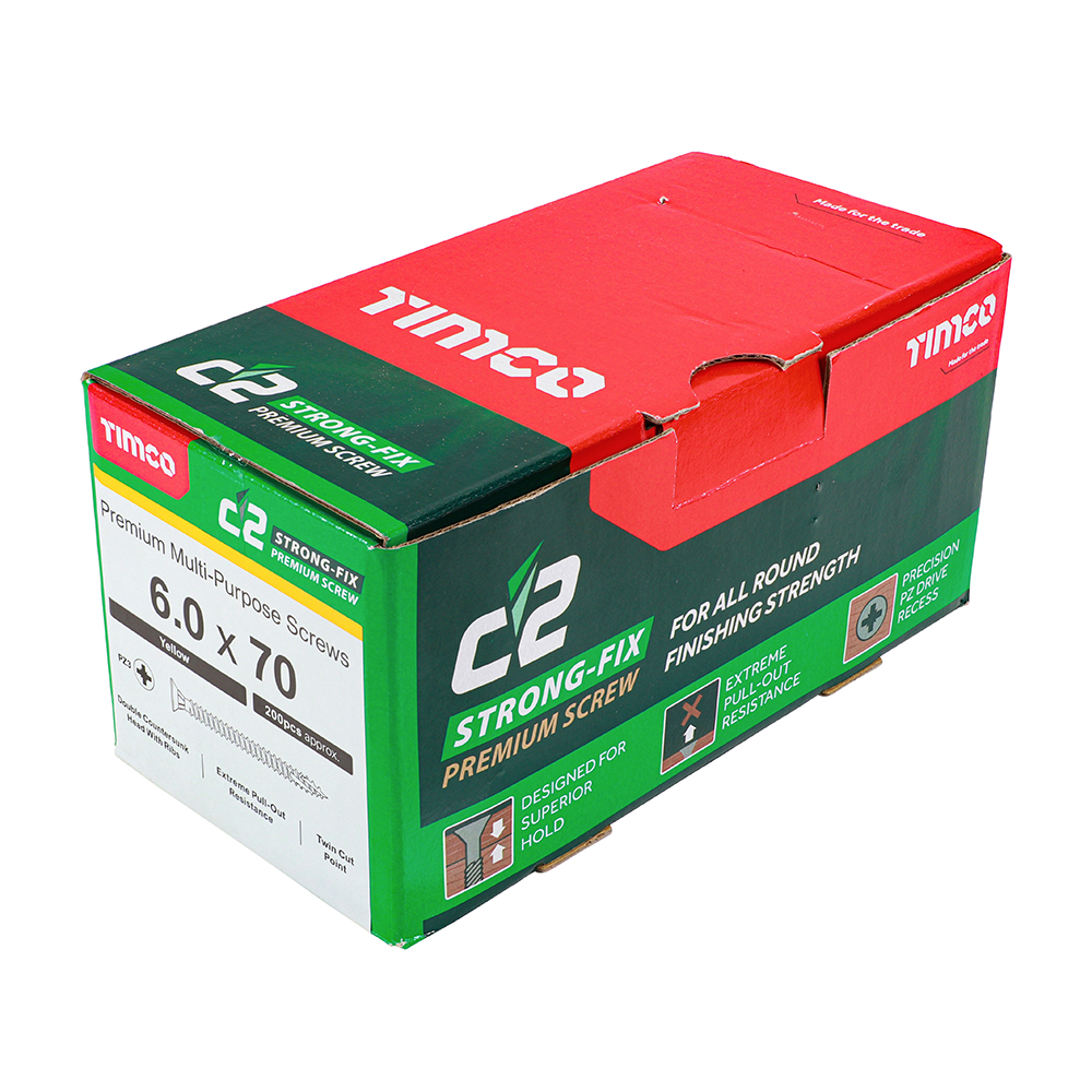 Timco C2 Strong-Fix PZ CSK ZYP 6.0 x 70mm Box 200