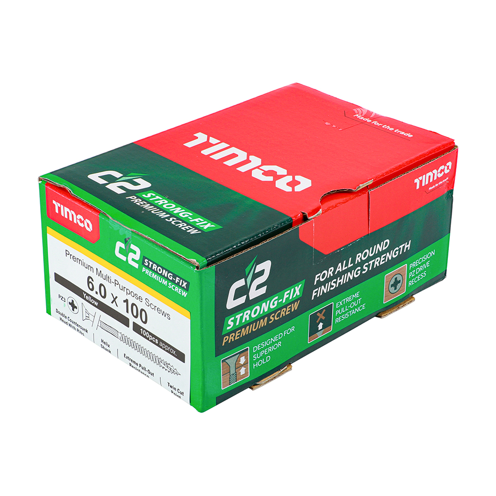 Timco C2 Strong-Fix PZ CSK ZYP 6.0 x 100mm Box 100