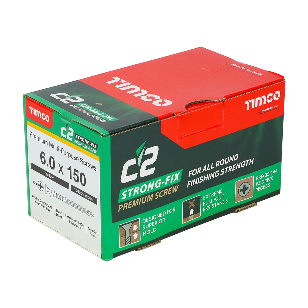 Timco C2 Strong-Fix PZ CSK ZYP 6.0 x 150mm Box 100