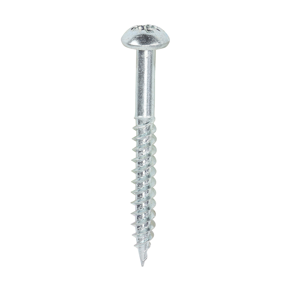 Twin-Threaded Woodscrews - PZ - Round - Zinc