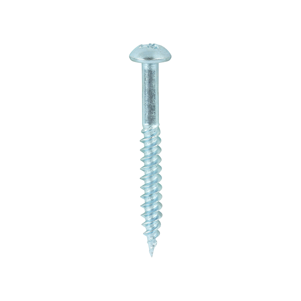 Twin-Threaded Woodscrews - PZ - Round - Zinc