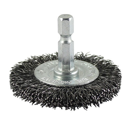 Drill Wheel Brush - Crimped Steel Wire