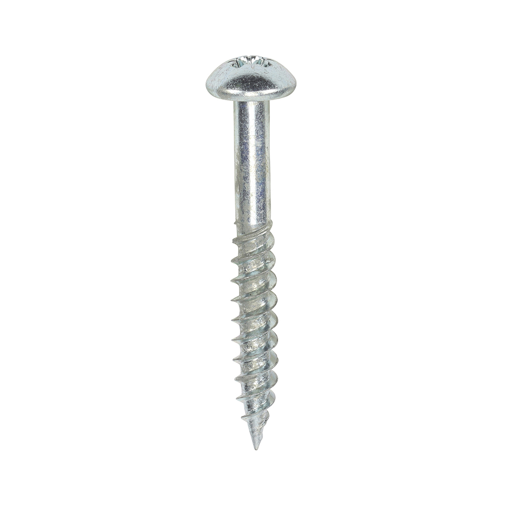 Twin-Threaded Woodscrews - PZ - Round - Zinc