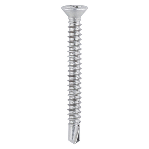 Window Fabrication Screws - Countersunk with Ribs - PH - Self-Tapping Thread - Self-Drilling Point - Martensitic Stainless Steel & Silver Organic