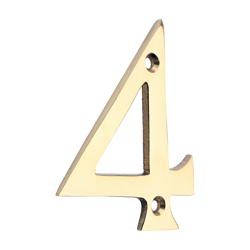 Door Numeral 4 - Polished Brass