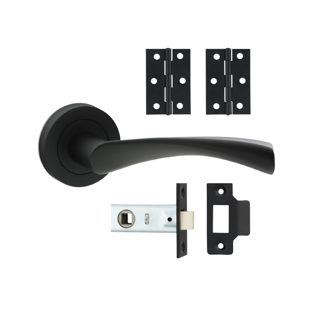 Edleston Lever On Rose Door Pack - Matt Black