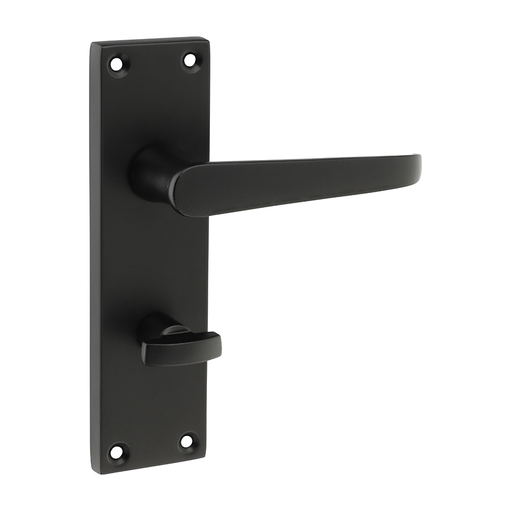 Victorian Straight Bathroom Handles  - Matt Black