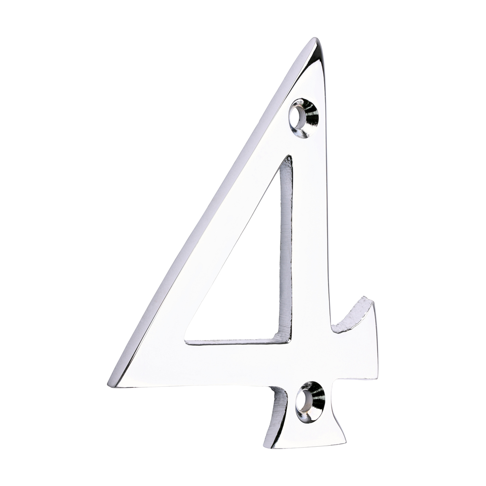 Door Numeral 4 - Polished Chrome