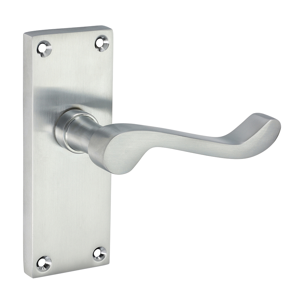 Victorian Scroll Latch Handles - Satin Chrome