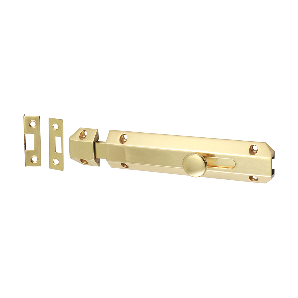 Architectural Flat Section Bolt - Polished Brass