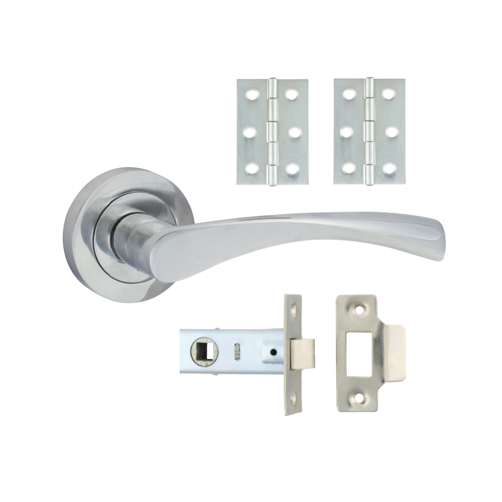 Edleston Lever On Rose Door Pack - Polished Chrome