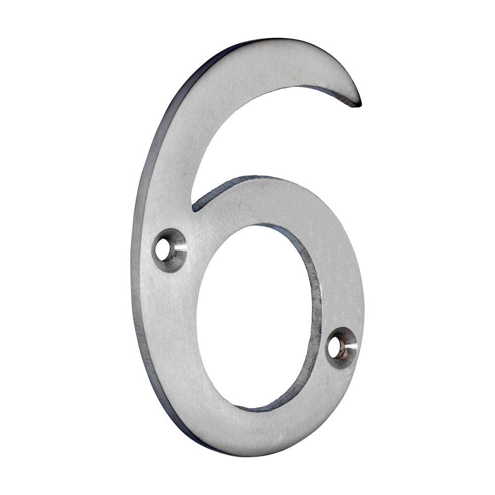 Door Numeral 6 - Satin Chrome