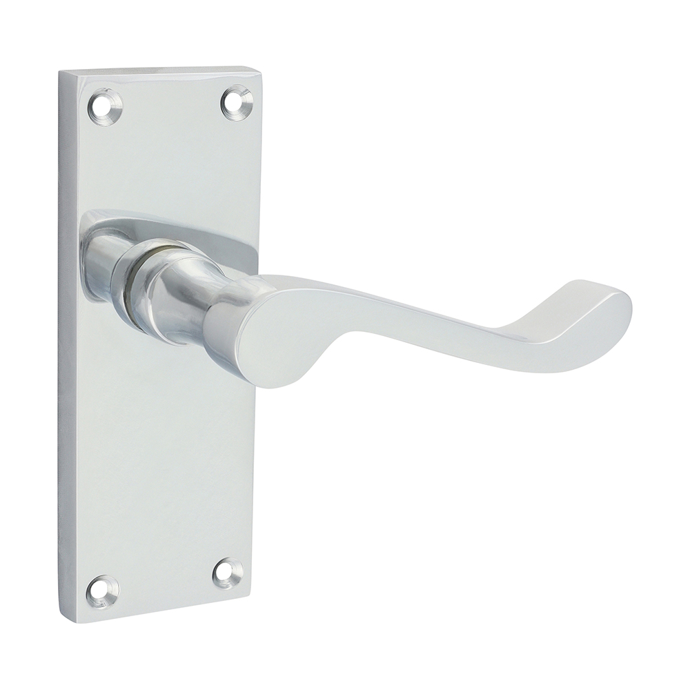 Victorian Scroll Latch Handles - Polished Chrome