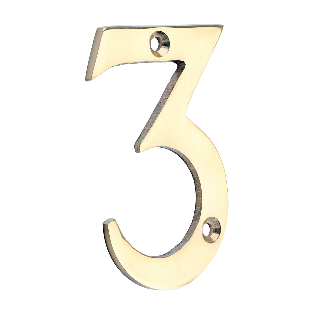 Door Numeral 3 - Polished Brass