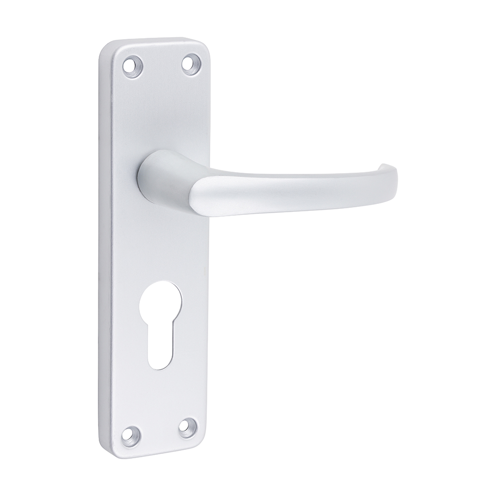 Contractors Euro Profile Lever Lock Handles - Satin Anodised Aluminium