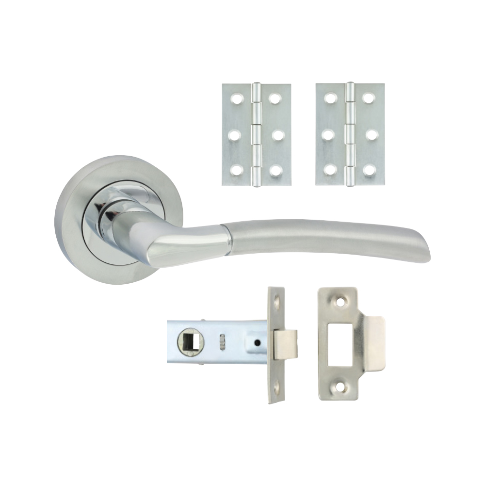 Picture of Shavington Lever On Rose Door Pack - Polished Chrome & Satin Chrome