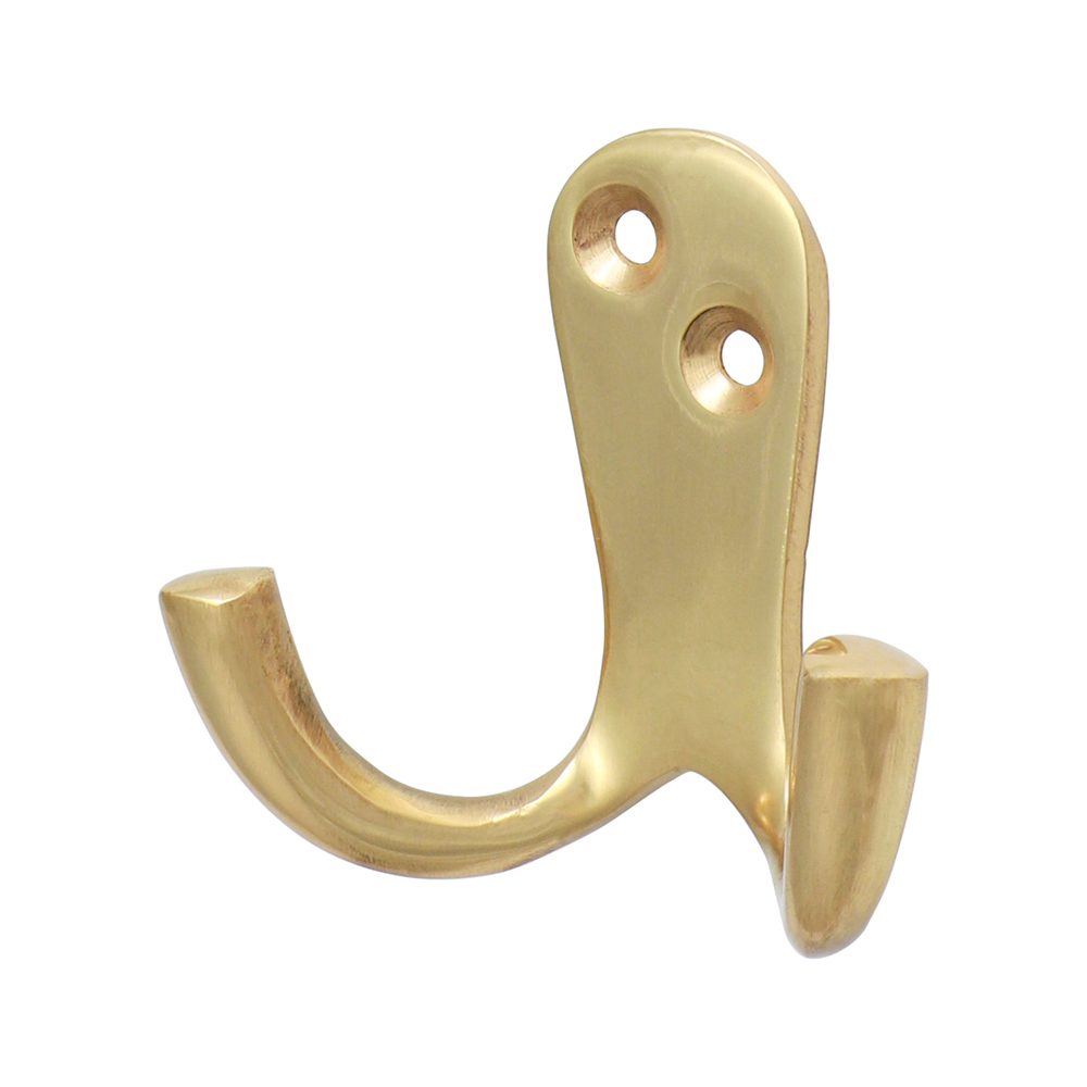 Double Robe Hook - Polished Brass