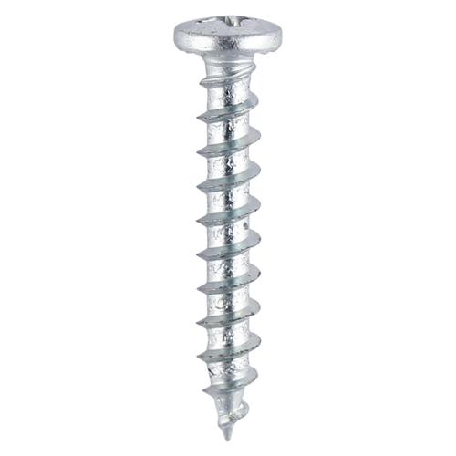 Window Fabrication Screws - Friction Stay - Shallow Pan with Serrations - PH - Single Thread - Gimlet Point - Zinc