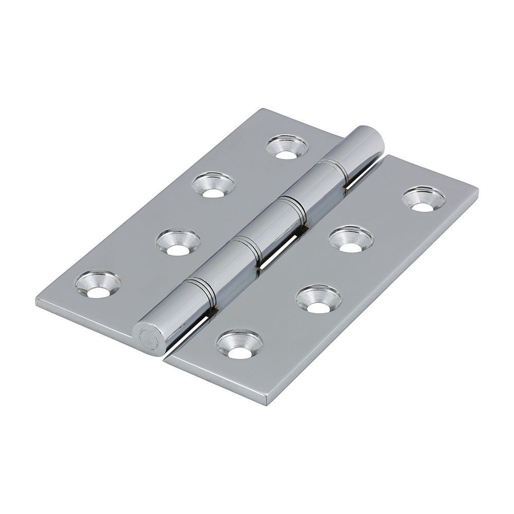 Double Stainless Steel Washered Butt Hinge - Solid Brass - Polished Chrome