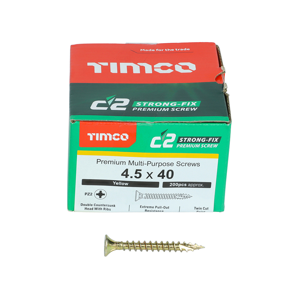 TIMCO  C2 Strong-Fix - PZ - Double Countersunk - Twin-Cut - Yellow