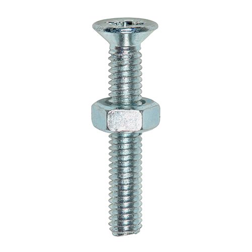 Machine Screws - PZ - Countersunk & Hex Nuts - Zinc