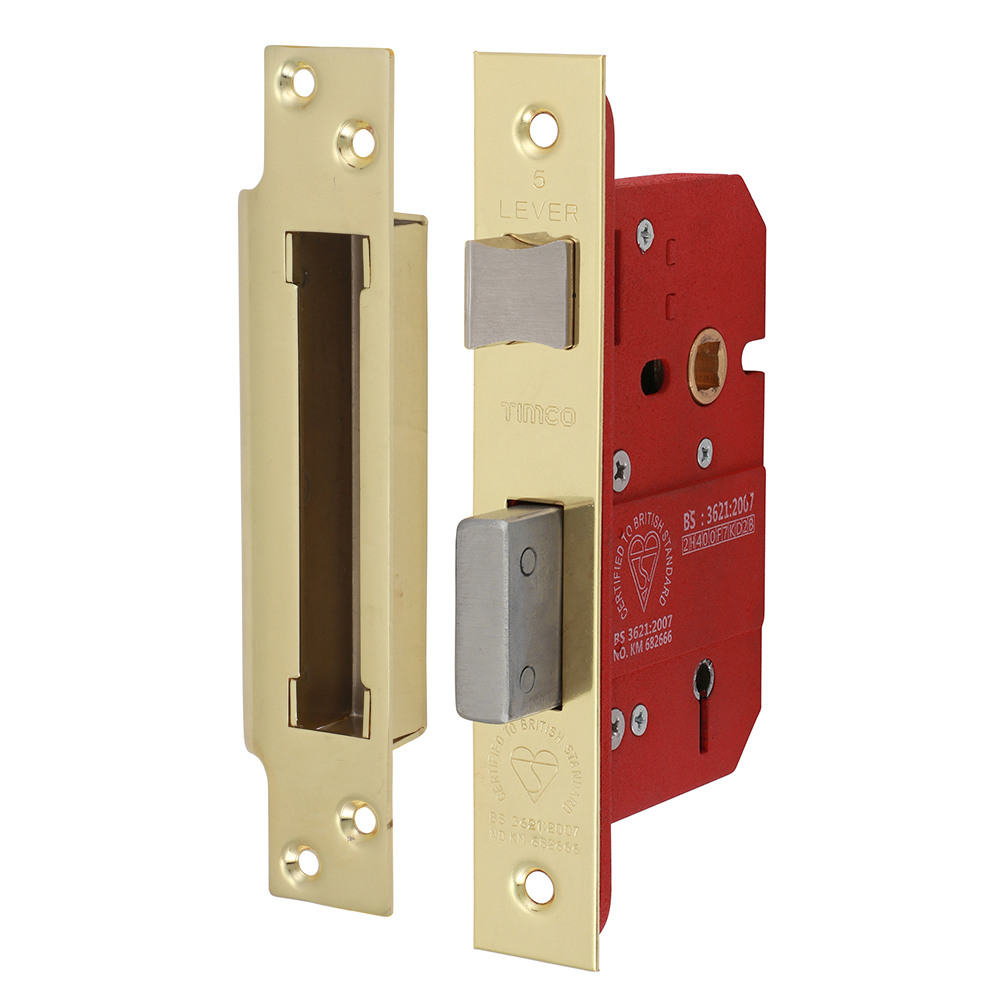 5 Lever British Standard CE Sashlock - Electro Brass