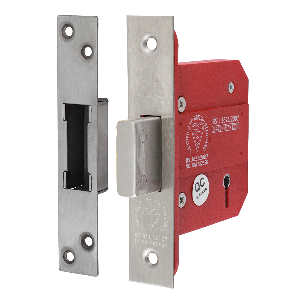 5 Lever British Standard CE Deadlock - Stainless Steel - Satin