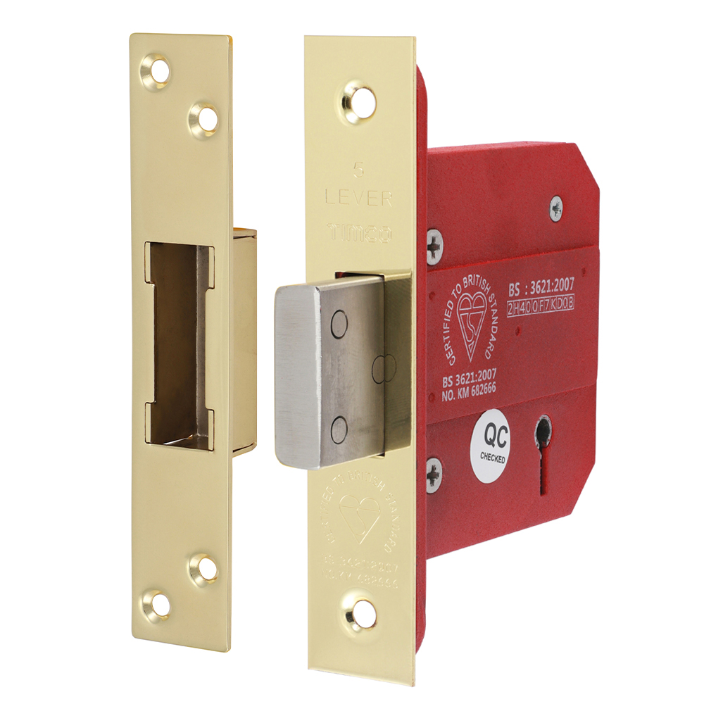 5 Lever British Standard CE Deadlock - Electro Brass