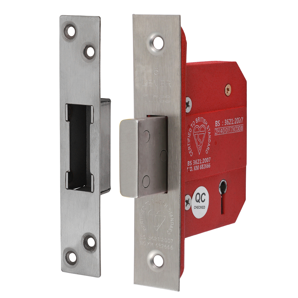 5 Lever British Standard CE Deadlock - Stainless Steel - Satin