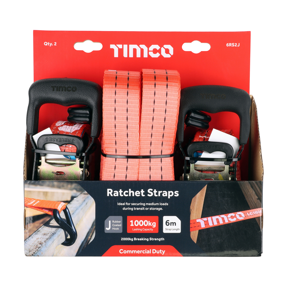 Timco J Hook Ratchet Straps-COM 6RS2J 