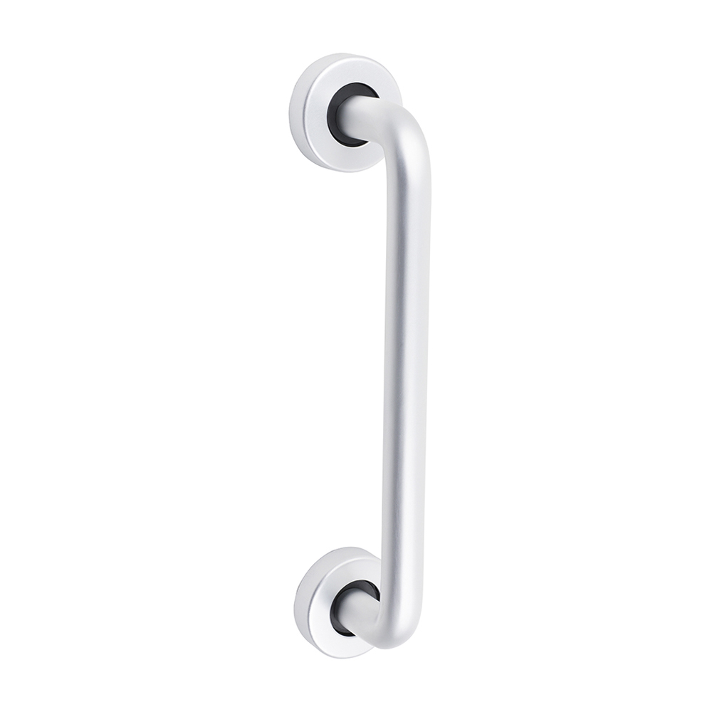 D Shaped Pull Handle On Rose - Satin Anodised Aluminium