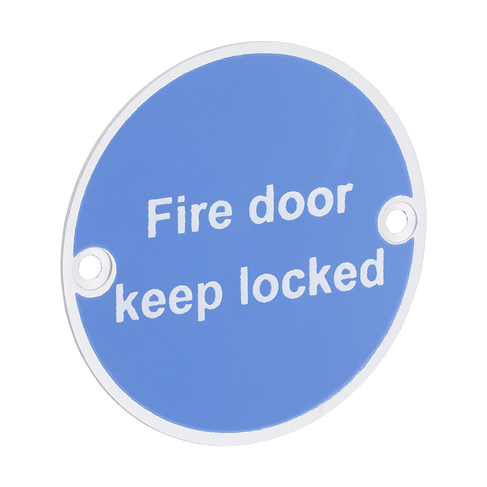 Fire Door Keep Locked Sign - Satin Anodised Aluminium