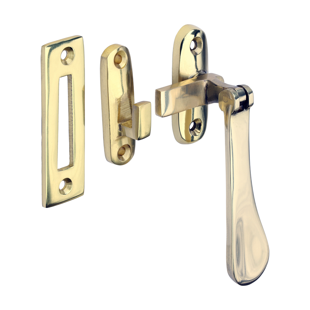 Picture of Hook & Mortice Plate Casement Fastener - Polished Brass