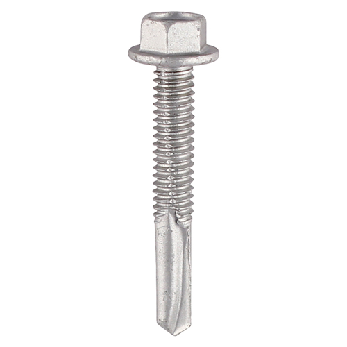 Metal Construction Heavy Section Screws - Hex - Self-Drilling - Bi-Metal - Exterior - Silver Organic