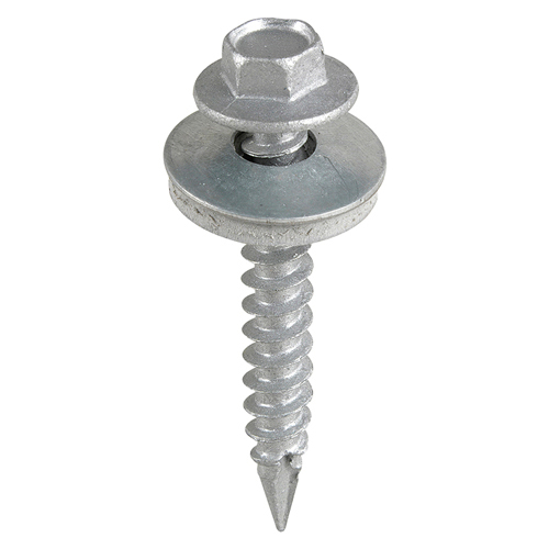 Metal Construction Thin Sheet Metal to Timber Screws - Hex - EPDM Washer - Slash Point - Exterior - Silver Organic