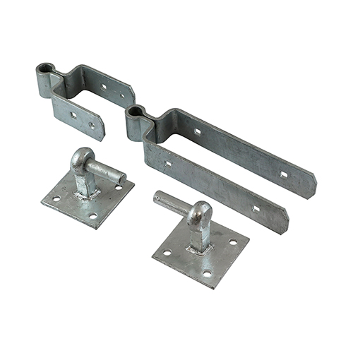 Picture of Double Strap Hinge Set with Hook on Plate - Hot Dipped Galvanised